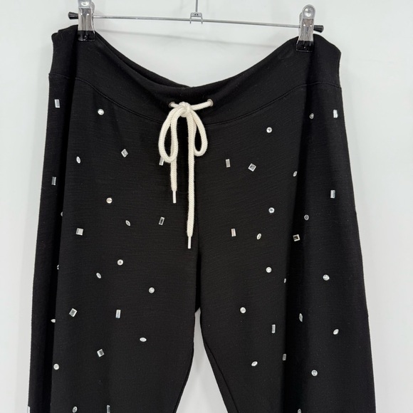 Monrow NEW Gem Embellished Supersoft Vintage Sweats Sweatshirt Pant Set Black L - Picture 7 of 10